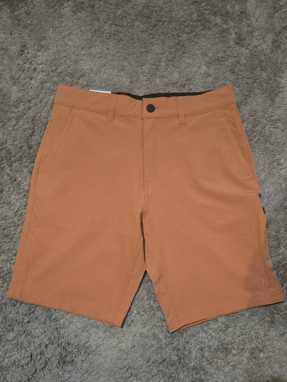 Hurley Men's Tan-Orange Flat Front Performance Shorts